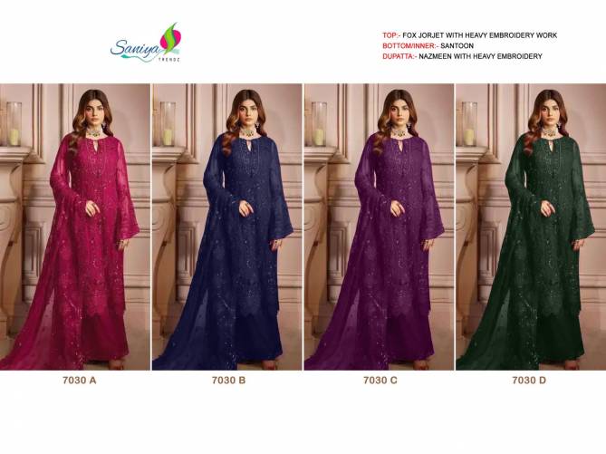 7030 Saniya Trendz Faux Georgette Pakistani Suits Catalog
